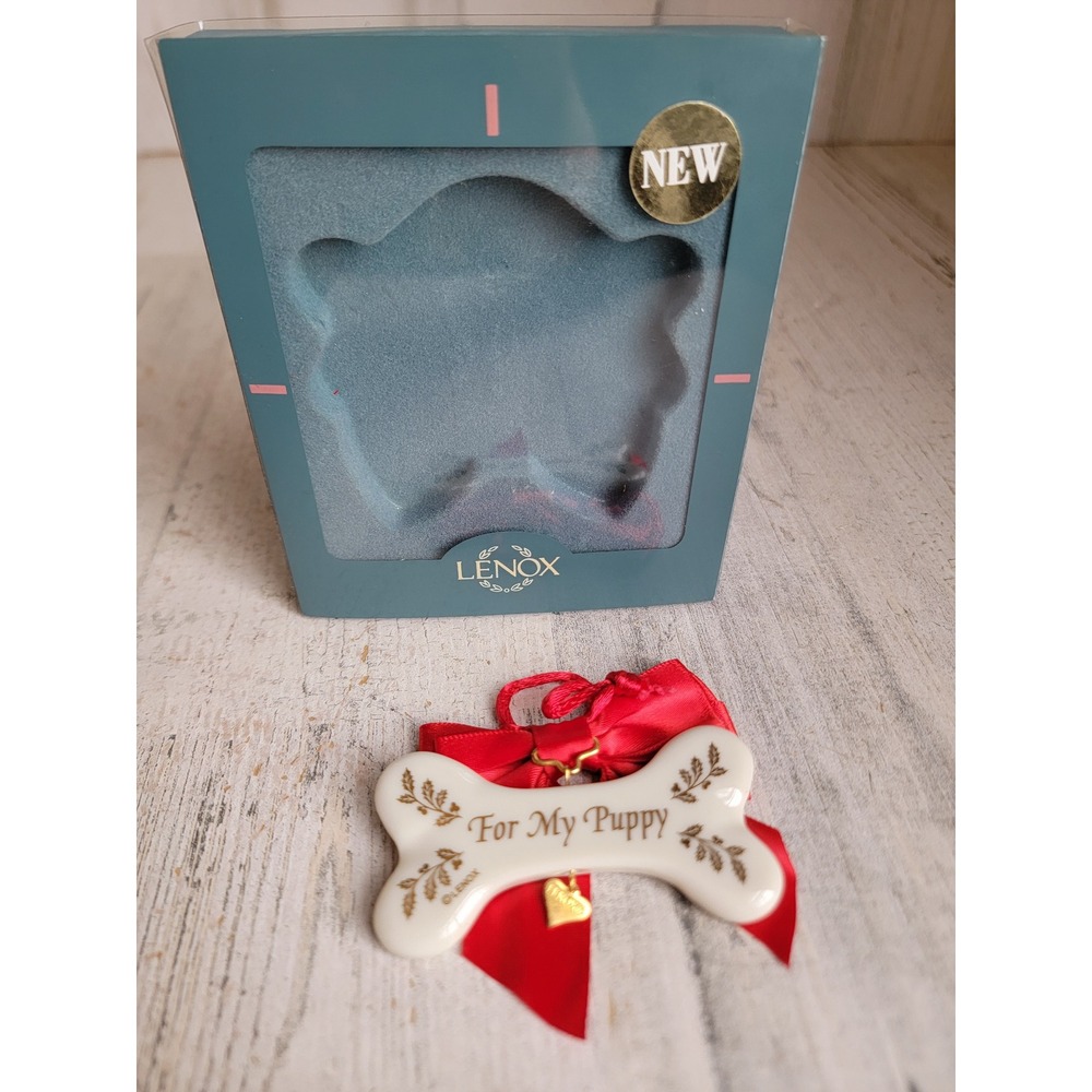 Lenox for my puppy porcelain bone pet ornament Xmas dog Bow unique decor